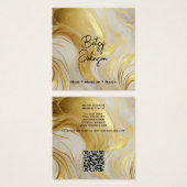 アイボリーと金ゴールドの大理石付きサロン名刺 (正面&裏面)