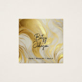 アイボリーと金ゴールドの大理石付きサロン名刺 (正面)