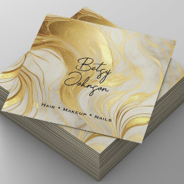 アイボリーと金ゴールドの大理石付きサロン名刺