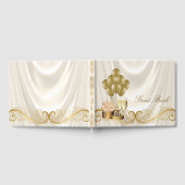 アイボリーと金ゴールドウーマンバースデーパーティーゲストブックス ゲストブック (全面)