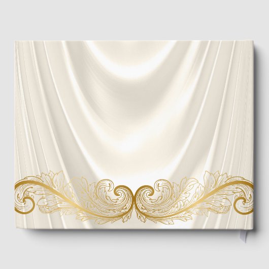 アイボリーと金ゴールドウーマンバースデーパーティーゲストブックス ゲストブック (裏面)