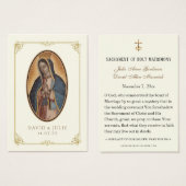 アイボリーと金ゴールドカソリッ結婚クグアダルーペ祈りの言葉 (正面&裏面)