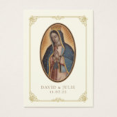 アイボリーと金ゴールドカソリッ結婚クグアダルーペ祈りの言葉 (正面)