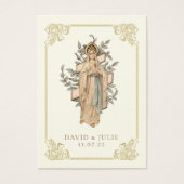 アイボリーと金ゴールドカトリック結婚ルルド祈りの言葉 (正面)