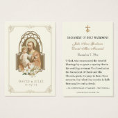 アイボリーと金ゴールドカトリック聖ジョセフ結婚祈りの言葉 (正面&裏面)