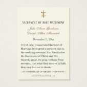 アイボリーと金ゴールドカトリック聖ジョセフ結婚祈りの言葉 (裏面)