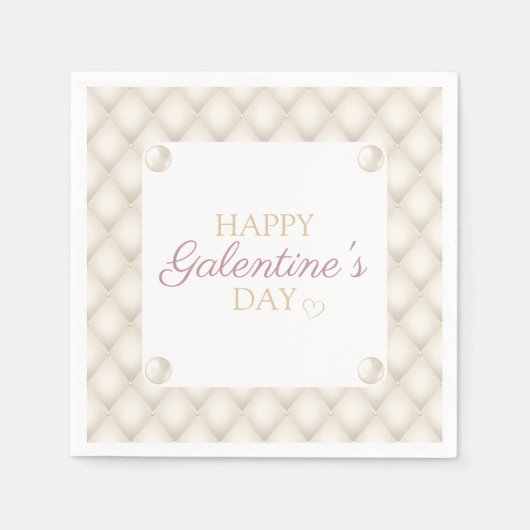 アイボリーと金ゴールドガレンティンズデイカクテルナプキン スタンダードカクテルナプキン (正面)