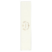 アイボリーと金ゴールドクラウンクレストパーソナライズされた ショートテーブルランナー (正面)