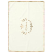 アイボリーと金ゴールドクラウンクレストパーソナライズされた テーブルクロス (正面)