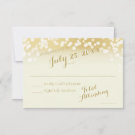 アイボリーと金ゴールドスパークルライトRSVP 出欠カード