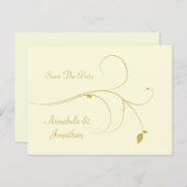 アイボリーと金ゴールドスワーズ日付を保存 案内ポストカード (正面/裏面)