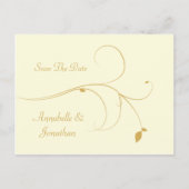 アイボリーと金ゴールドスワーズ日付を保存 案内ポストカード (正面)