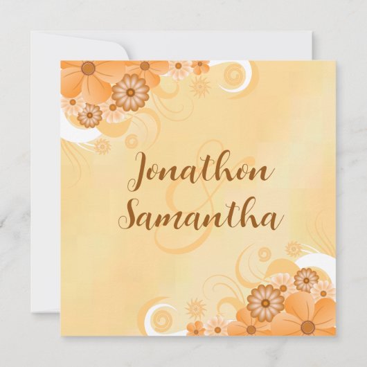 アイボリーと金ゴールドハイビスカスフローラシックスクエア招待状 招待状 (裏面)