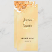 アイボリーと金ゴールドハイビスカスフローラディナーメニューカード メニュー (正面/裏面)