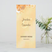 アイボリーと金ゴールドハイビスカスフローラディナーメニューカード メニュー (スタンド正面)