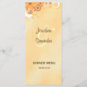アイボリーと金ゴールドハイビスカスフローラディナーメニューカード メニュー (正面)