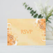 アイボリーと金ゴールドハイビスカスフローラRSVP応答カード 出欠カード (スタンド正面)