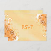 アイボリーと金ゴールドハイビスカスフローラRSVP応答カード 出欠カード (正面/裏面)