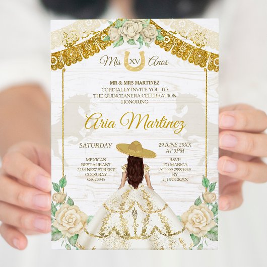 アイボリーと金ゴールドバラミクリン招待状 招待状