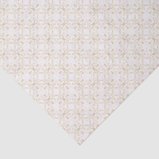 アイボリーと金ゴールドフローラ幾何学的シームレス 薄葉紙 (詳細)