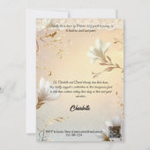 アイボリーと金ゴールドブライダルシャワーレースとフローラ 招待状 (裏面)