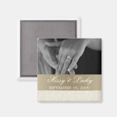 アイボリーと金ゴールド日付マグネットの保存 マグネット (正面/裏面)