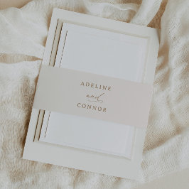 アイボリーと金ゴールド書結婚の 招待状ベリーバンド