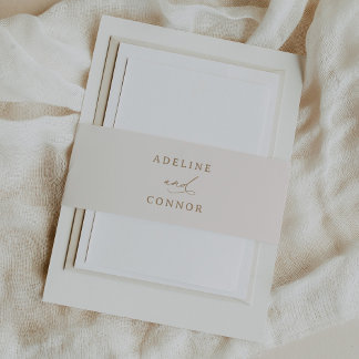 アイボリーと金ゴールド書結婚の 招待状ベリーバンド