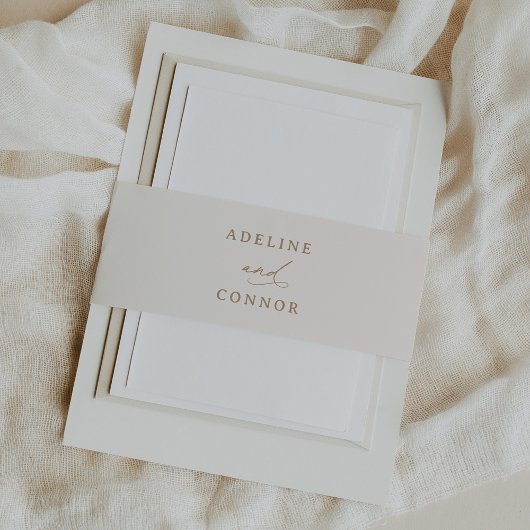 アイボリーと金ゴールド書結婚の 招待状ベリーバンド