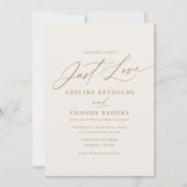 アイボリーと金ゴールド書道ジャストラブ結婚ズ 招待状 (正面)