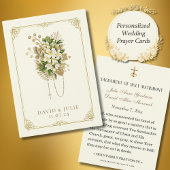 アイボリーと金ゴールド結婚のフローラロザリー祈りの言葉カード