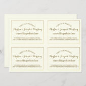 アイボリーと金ゴールド結婚の情報カード 招待状 (正面/裏面)