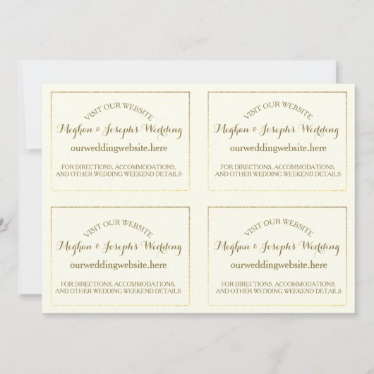 アイボリーと金ゴールド結婚の情報カード 招待状 (正面)