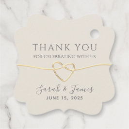 アイボリーと金ゴールド結婚の感謝 フェイバータグ