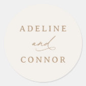 アイボリーと金ゴールド金ゴールド書結婚の ラウンドシール (正面)