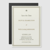 アイボリーと金ゴールド5x7写真Save the Date Magnet (正面/裏面)