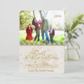 アイボリーと金ゴールドOホーリーナイト5x7フォトカードテンプレート シーズンカード (スタンド正面)