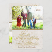 アイボリーと金ゴールドOホーリーナイト5x7フォトカードテンプレート シーズンカード (正面/裏面)