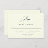 アイボリーと青 | エレガイタリアンンス結婚ズ 出欠カード (正面/裏面)