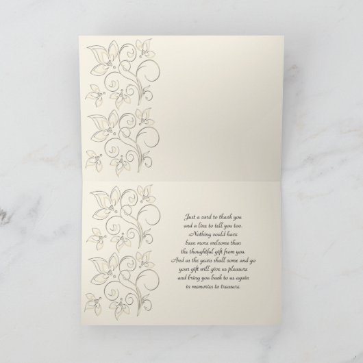 アイボリーと黒のフローラサンキューカード サンキューカード (内部)