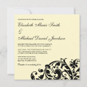 アイボリーと黒の旋回結婚式招待状 招待状 (正面)