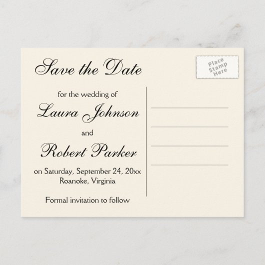 アイボリーと黒フローラ日付はがきを保存 案内ポストカード (裏面)