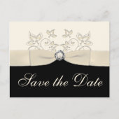 アイボリーと黒フローラ日付はがきを保存 案内ポストカード (正面)