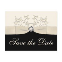 アイボリーと黒フローラ日付はがきを保存