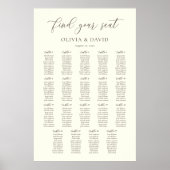 アイボリーとTaupeカラースクリプト19テーブル座席表 ポスター (正面)
