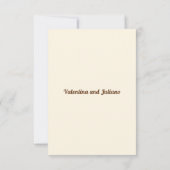 アイボリーにブラウンのタイポグラフィーポートレートの結婚式の出欠確認カード 出欠カード (裏面)