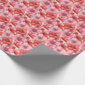 アイボリーにミックスピンクの花 ラッピングペーパー (角)