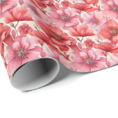 アイボリーにミックスピンクの花 ラッピングペーパー (ロールコーナー)