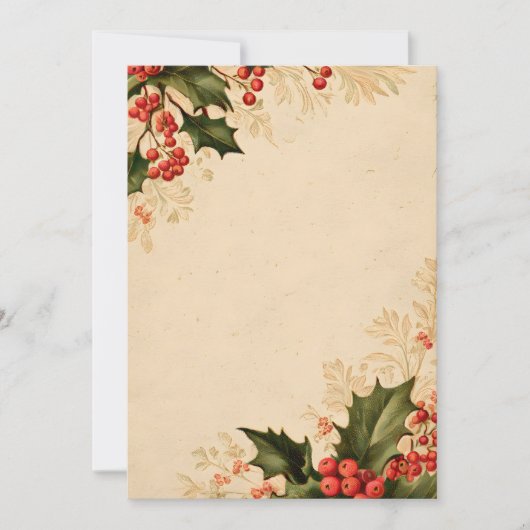 アイボリーにメタリックな葉の右ボーダー | モダン ヴィ 招待状 (正面)