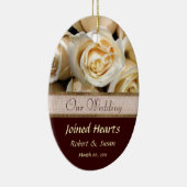 アイボリーのばら色の結婚式の引き出物の記念品 セラミックオーナメント (右)